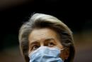 European Commission President Ursula Von Der Leyen listens to speeches during a plenary session on the inauguration of the new President of the United States and the current political situation, at the European Parliament in Brussels, Belgium, January 20, 2021. Francisco Seco/Pool via REUTERS