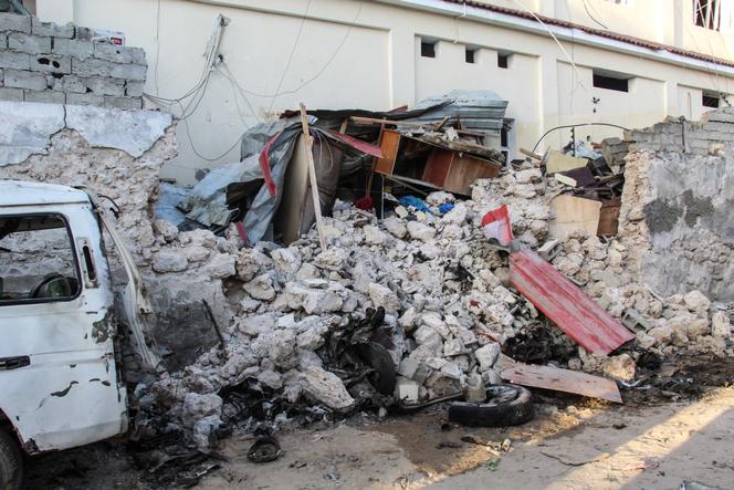 L’Afrikhotel après l’attaque du 31 janvier 2021 par quatre djihadistes chabab, à Mogadiscio, la capitale de la Somalie.