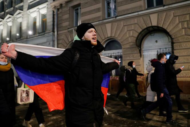 Lors d’une manifestation en soutien à Alexeï Navalny, à Moscou, le 2 février 2021.