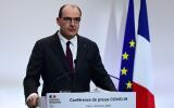 French Prime Minister Jean Castex delivers a press conference on the current French government strategy for the ongoing Covid-19 (novel coronavirus) pandemic on February 4, 2021, in Paris. / AFP / Martin BUREAU 