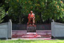 Statue of famous Italian journalist and writer, Indro Montanelli, is seen smeared with red paint during the protests against racism, in Milan, Italy. June 14, 2020. REUTERS/Flavio Lo Scalzo