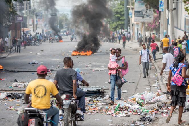 Lors d’une manifesation contre le président haïtien, Jovenel Moïse, à Port-au-Prince, le 15 janvier.