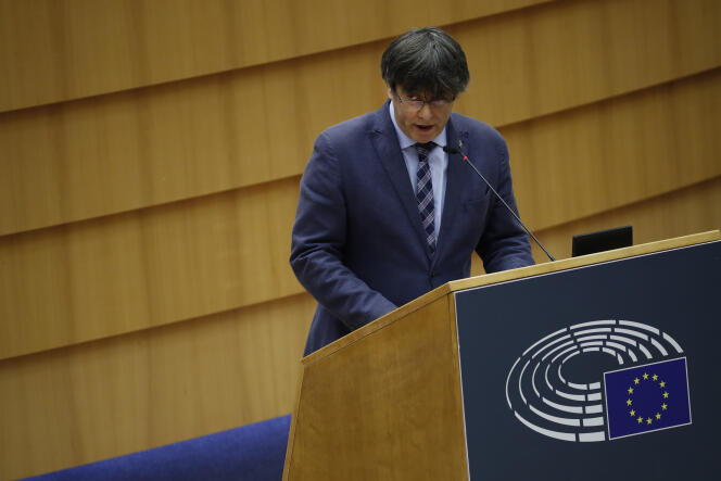Carles Puigdemont lors d’une session au Parlement européen à Bruxelles, le 9 février 2021.