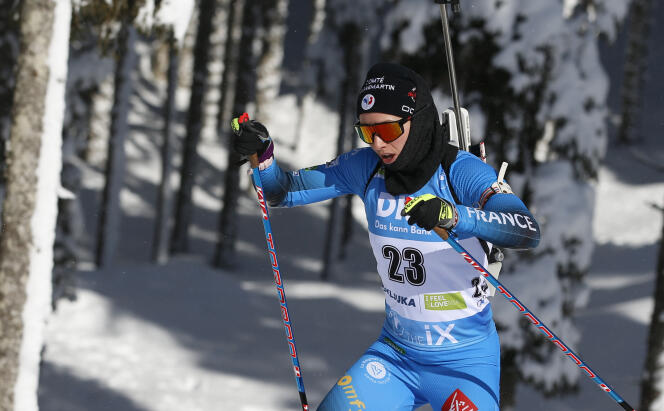 Anaïs Chevalier-Bouchet, médaillée d’argent du sprint des championnats du monde de biathlon à Pokljuka (Slovénie), samedi 13 février.