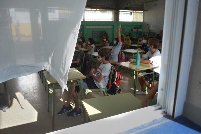 Un aula en Mairena del Aljarafe, cerca de Sevilla, en septiembre de 2020.