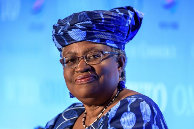 Ngozi Okonjo-Iweala, ancienne ministre des finances nigériane, lors d’une audition afin de candidater à la direction de l’Organisation mondiale du commerce, le 15 juillet à Genève en Suisse.