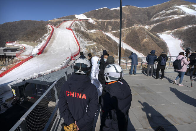 Au centre de sports d’hiver de Yanqing près de Pékin, où se tiendront les épreuves de ski alpin, de bobsleigh et de luge lors des JO de 2022.