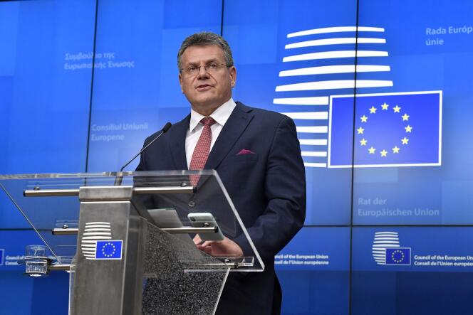 Le vice-président de la Commission européenne, Maros Sefcovic, à Bruxelles, le 23 février 2021.