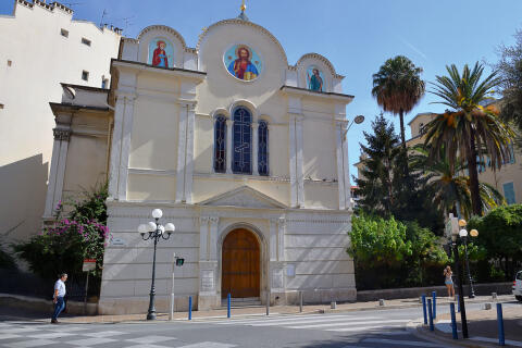 Nice (06) : l'eglise russe-orthodoxe Saint-Nicolas-et-Sainte-Alexandra. L'edifice est inscrit au titre des Monuments Historiques