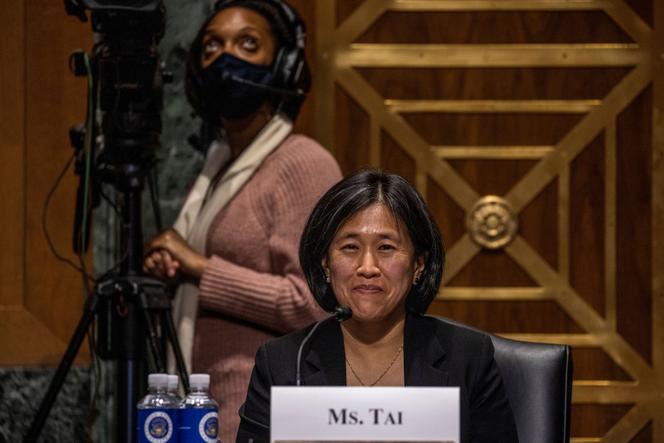 Katherine Tai, candidate désignée au poste de représentante au commerce des Etats-Unis, lors de son audition devant la commission des finances du Sénat, à Washington, le 25 février 2021.