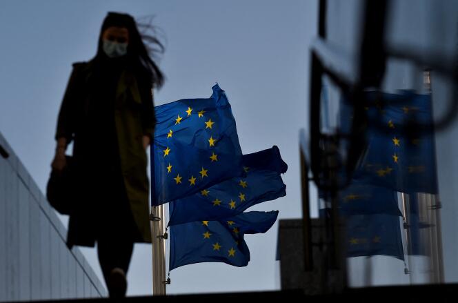 Dans le quartier des sièges des institutions de l’Union européenne, le 23 février à Bruxelles.