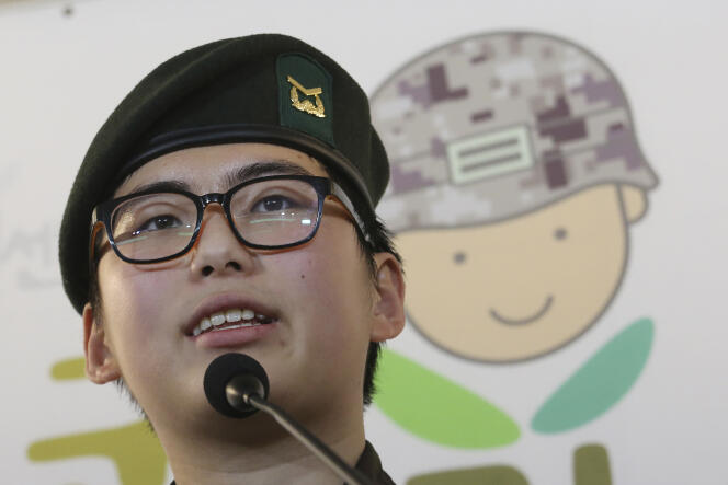 La sergente Byun Hee-soo, le 22 janvier 2020, à Séoul, en Corée du Sud.