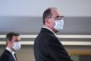 French Prime Minister Jean Castex (R) and French Health Minister Olivier Veran give a press conference on the French government's current strategy for the ongoing Covid-19 (novel cornavirus) pandemic, on March 4, 2021, in Paris. / AFP / POOL / Alain JOCARD 
