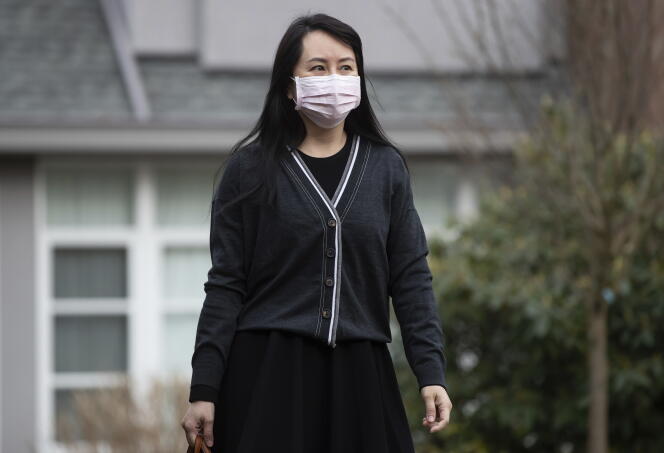 Meng Wanzhou, l’une des dirigeantes de Huawei, le 4 mars 2021 à Vancouver (Canada), où elle est en liberté surveillée depuis son arrestation àla fin de 2018 à la demande des Etats-Unis.