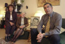 (FILES) In this file photo taken on May 5, 2001 Malika Boumendjel (C), widow of Algerian lawyer Ali Boumendjel poses with two of her children, Dalila (L) and Farid during an interview at her home in Puteaux, on her husband's death during his 43 days detention by the French army on March 23, 1957. - French President Emanuel Macron admits on March 2, 2021 that underground resistance Algerian Liberation Front (FLN) lawyer Ali Boumendjel was "tortured and murdered" by the French army during the war in Algeria. (Photo by Eric Feferberg / AFP)