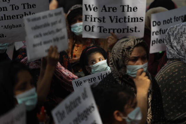 Des réfugiées afghanes ont manifesté à New Delhi, en Inde, pour dénoncer les violences.