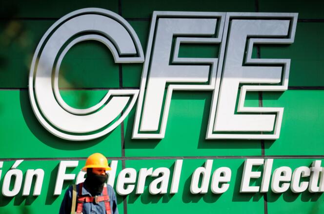 Le logo de la Commission fédérale de l’électricité (CFE) à Monterrey (Mexique), le 9 février 2021.