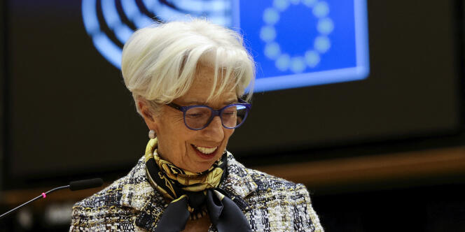 La présidente de la BCE Christine Lagarde, à Bruxelles, le 8 février 2021.