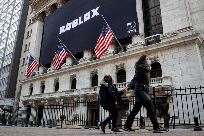 Le jour de l’introduction en Bourse de l’Américain Roblox, à New York, le 10 mars.