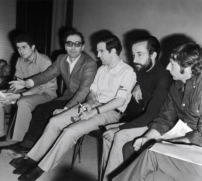 Claude Lelouch, Jean-Luc Godard, François Truffaut, Louis Malle et Roman Polanski au Festival de Cannes, en 1968.