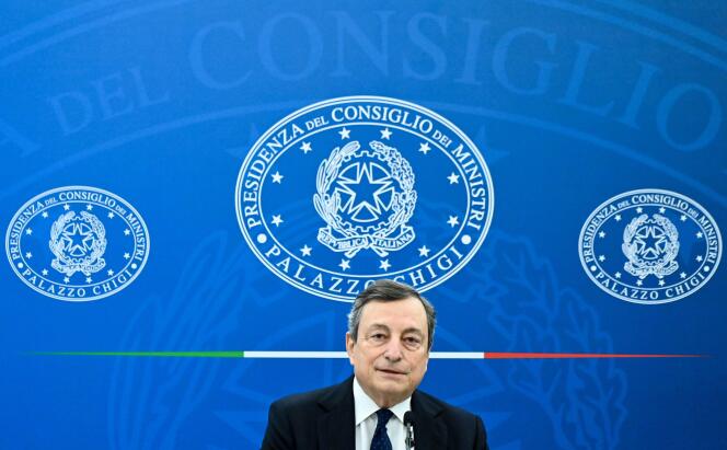 Mario Draghi, le président du Conseil italien, lors d’une conférence de presse, à Rome, le 19 mars 2021.