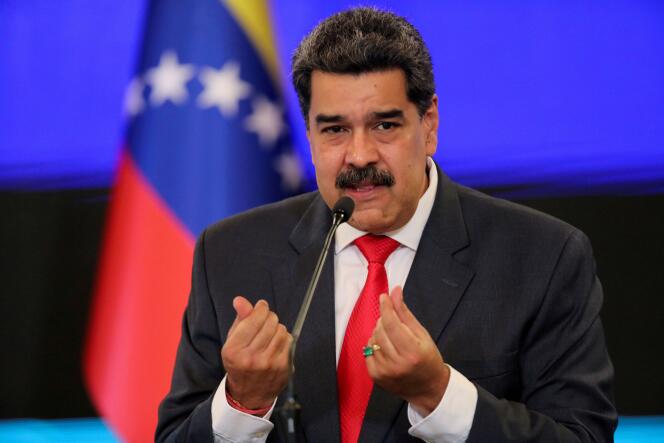 Le président vénézuélien, Nicolas Maduro, lors d’une conférence de presse à Caracas, au Venezuela, le 8 décembre 2020.
