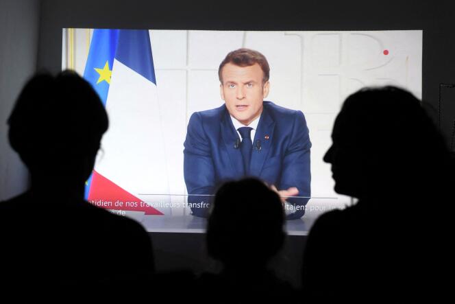 Lors d’une allocution du président de la République, Emmanuel Macron, à Paris, le 31 mars 2021.