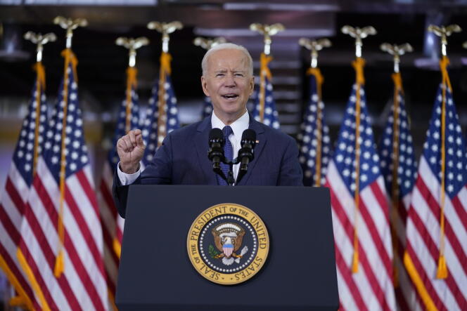 Le président américain Joe Biden donne un discours au Carpenters Center de Pittsburgh (Pennsylvanie), le 31 mars.