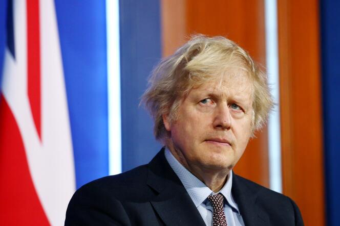Le premier ministre britannique, Boris Johnson, le 1er avril, lors d’une conférence de presse, à Londres.