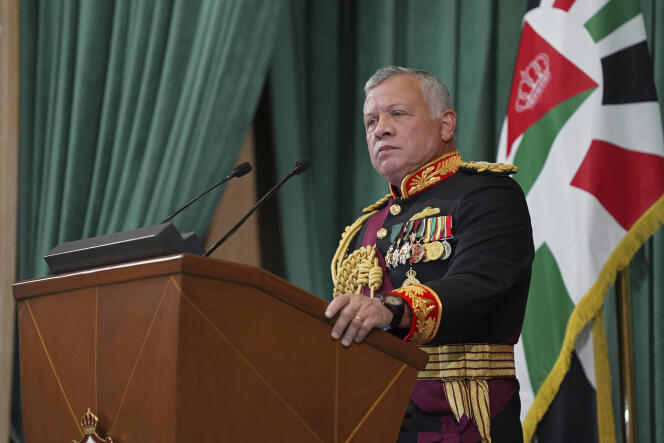 Le roi Abdallah lors du discours d’inauguration du parlement, le 10 décembre 2020, à Amman.