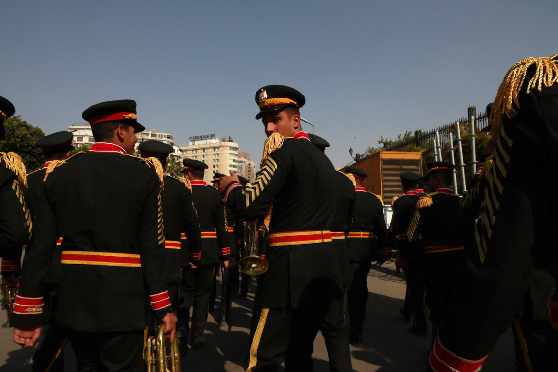 L’orchestre de la garde présidentielle avant la Parade dorée des pharaons, au Caire, le 3 avril 2021.