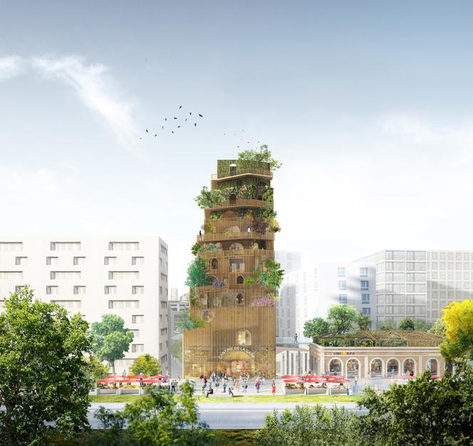 Une tour écologique est au cœur du projet « Ré-alimenter Massena », auquel travail Lina Ghotmeh, dans le 13e arrondissement de Paris.