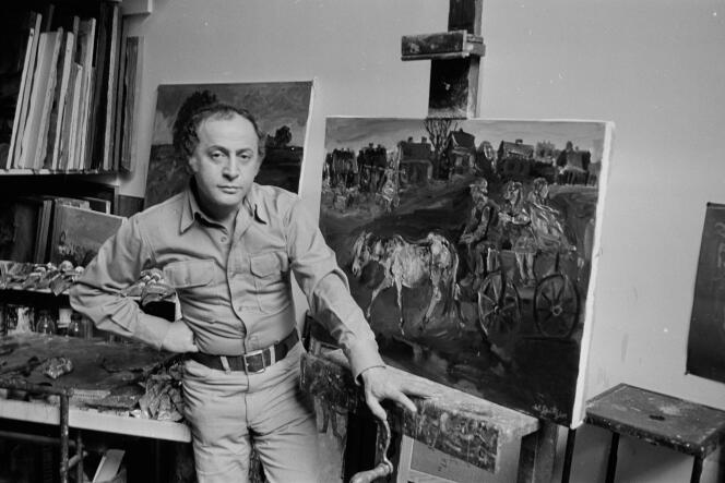 Le peintre Walter Spitzer, le 22 mars 1971, dans son atelier à Paris.