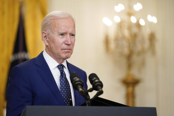 Le président américain, Joe Biden, lors d’une conférence de presse à la Maison Blanche, le 15 avril.