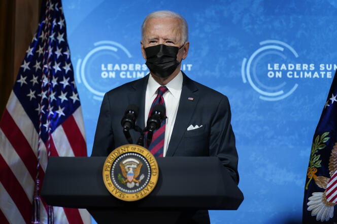 Joe Biden lors de son sommet sur le climat, jeudi 22 avril 2021.
