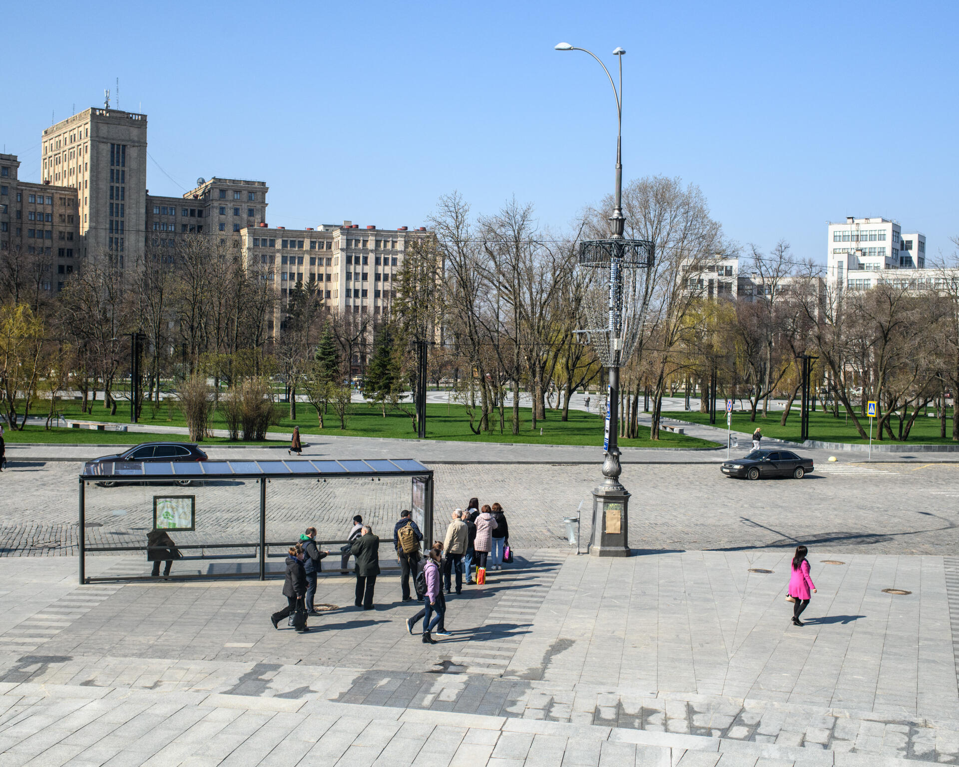 La place Svobody (la « place de la Liberté »), où se trouvait la plus grande statue de Lénine d’Ukraine, déboulonnée en août 2014, à Kharkiv, en Ukraine.