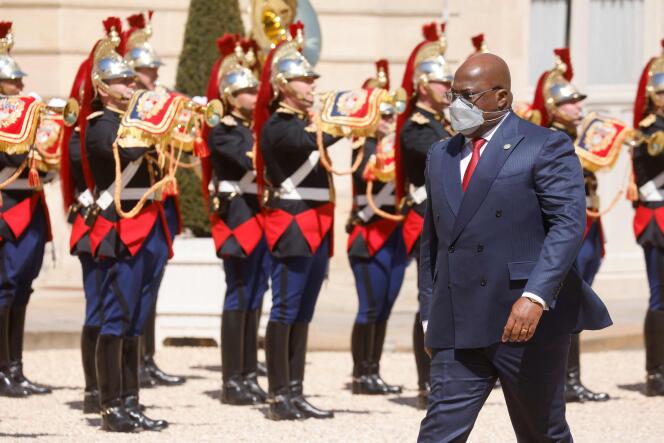Le président de la République démocratique du Congo, Félix Tshisekedi, en visite à l’Elysée, à Paris, le 27 avril.