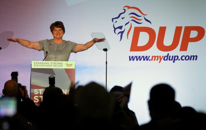 Arlene Foster, chef du Parti unioniste démocrate (DUP), lors la conférence annuelle du DUP à Belfast, en Irlande du Nord, le 26 octobre 2019.