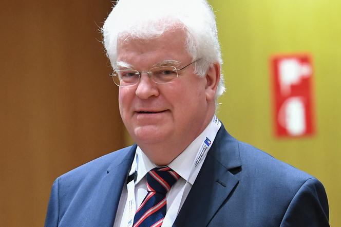Vladimir Chizhov, l’ambassadeur de Russie à Bruxelles, lors d’une conférence du Conseil européen sur l’avenir de la Syrie, le 25 avril 2018.