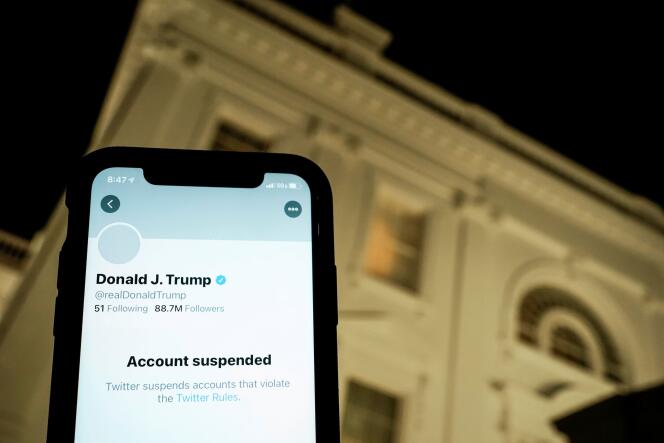 Le compte suspendu de Donald Trump, le 8 janvier 2021.