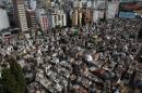 Aerial view of the Recoleta Cemetery in Buenos Aires, Argentina, on November 22, 2019. - No-one can escape Argentina's biggest economic crisis in almost two decades: not even the dead. Such are the costs of buying, renting and maintaining graves and niches that many people are opting to cremate their loved ones. (Photo by CARLOS ALONSO / AFP)