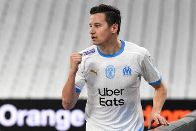 (FILES) In this file photo taken on December 19, 2020, Marseille's French forward Florian Thauvin celebrates after scoring a goal during the French L1 football match between Olympique de Marseille (OM) and Reims at the Velodrome Stadium in Marseille, southeastern France. Florian Thauvin, world champion in 2018 with the France team, will join the Monterrey Tigers next season, the Mexican club announced on its Twitter account on May 7, 2021. / AFP / NICOLAS TUCAT 