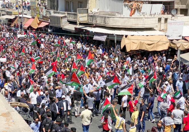 Manifestation en soutien à la cause palestinienne, vendredi 14 mai, à Amman, en Jordanie.