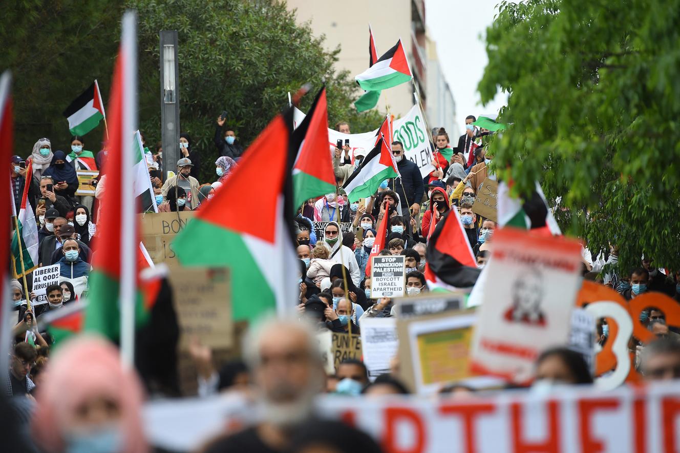 Manifestation en soutien au peuple palestinien à Montpellier, le 15 mai 2021.