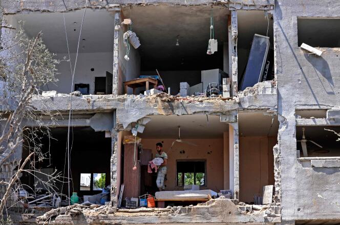 Après des frappes israéliennes à Beit Hanun, dans le nord de Gaza, le 14 mai 2021.