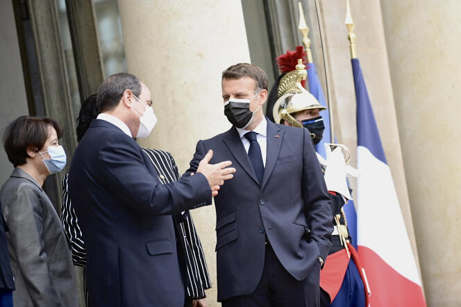 Emmanuel Macron et le président égyptien Abdel Fattah al-Sissi, au palais de l'Elysée, le 17 mai.