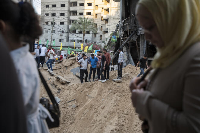 La rue Al-Wehda, dans le centre de Gaza, le 21 mai 2021 au début du cessez-le-feu, après onze jours de bombardements israéliens.