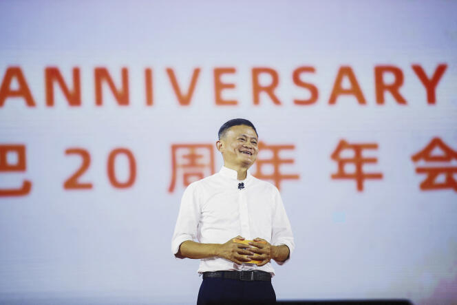 Jack Ma, le fondateur d’Alibaba, s’exprime lors d’une cérénomie marquant le vingtième anniversaire de la naissance du groupe, à Hangzhou (est de la Chine), le 10 septembre 2019.