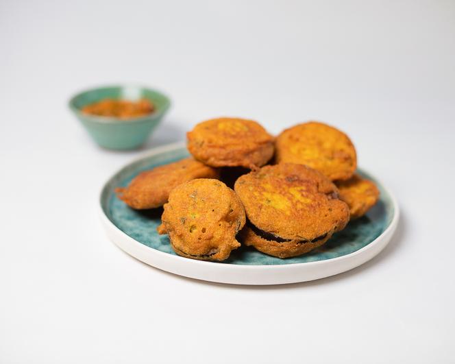 Eggplant fritters.