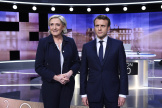 Marine Le Pen et Emmanuel Macron lors d’un débat télévisé avant le second tour de l’élection présidentielle, le 3 mai 2017.